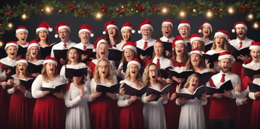 Choir in realistic Christmas style