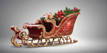 Sleigh in realistic Christmas style