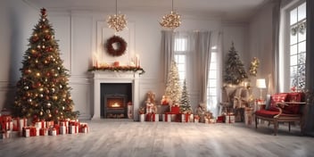 Hall in realistic Christmas style