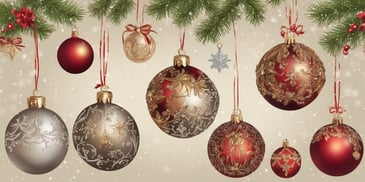 Antique baubles in realistic Christmas style