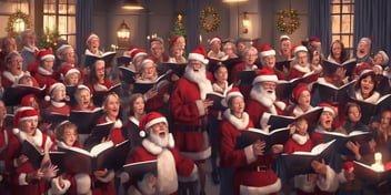 Carol singing in realistic Christmas style
