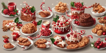 Festive food in realistic Christmas style