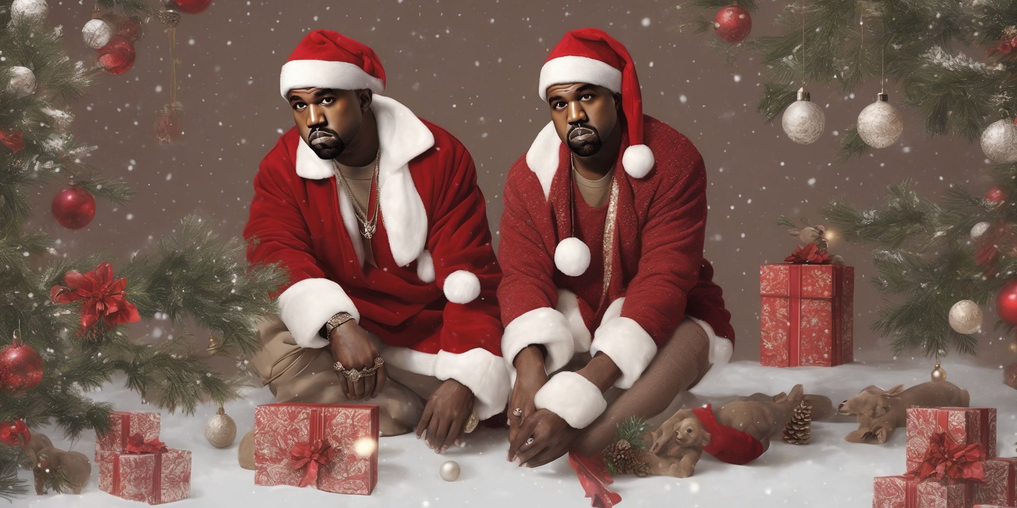 Kanye in realistic Christmas style