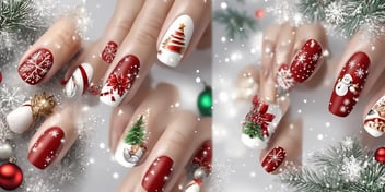 Festive manicure in realistic Christmas style
