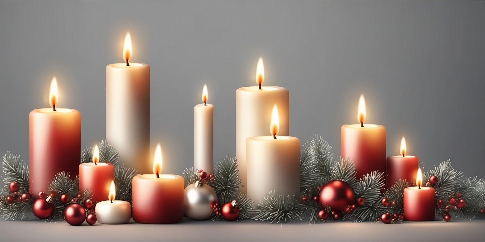 Candles in realistic Christmas style