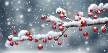 Snowy branch in realistic Christmas style