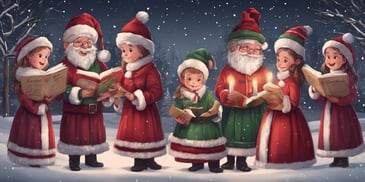 Carolers in realistic Christmas style