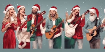 Singers in realistic Christmas style