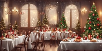 Banquet in realistic Christmas style