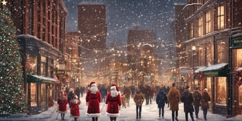 Broadway in realistic Christmas style