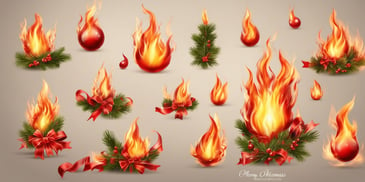 Flames in realistic Christmas style