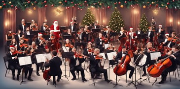 Orchestra in realistic Christmas style