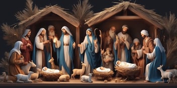 Holy nativity scene in realistic Christmas style