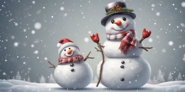 Snowman in realistic Christmas style