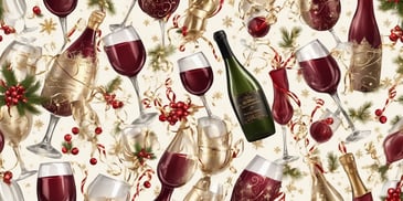 Wine: celebration, cheers in realistic Christmas style