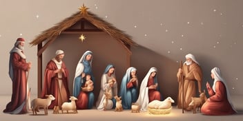 Nativity in realistic Christmas style