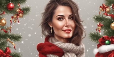 Wife in realistic Christmas style