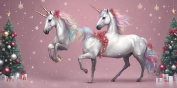 Unicorn in realistic Christmas style
