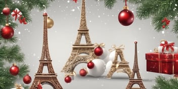Eiffel Tower in realistic Christmas style