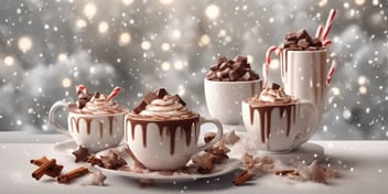 Hot chocolate in realistic Christmas style