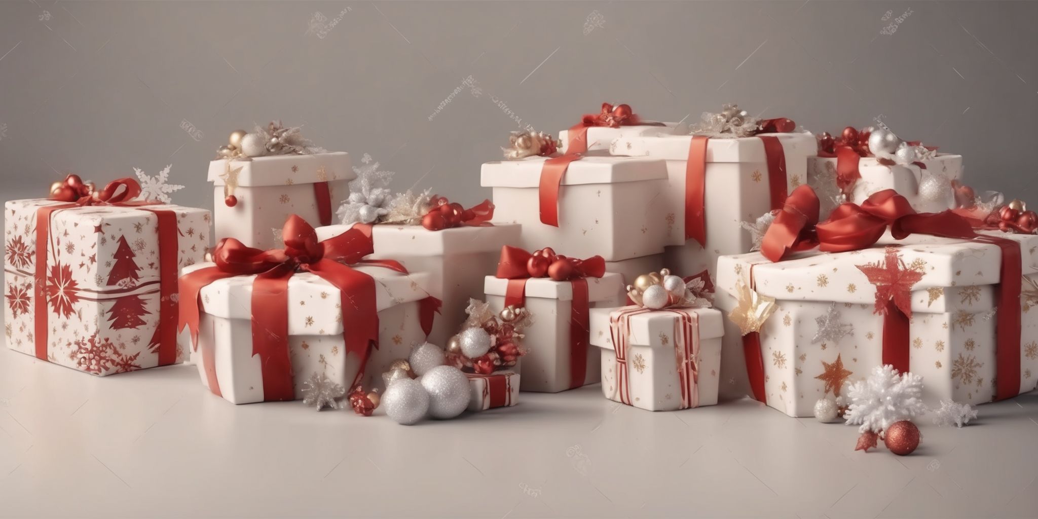 Boxes in realistic Christmas style