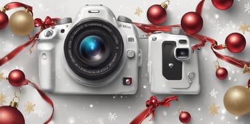 Camera in realistic Christmas style