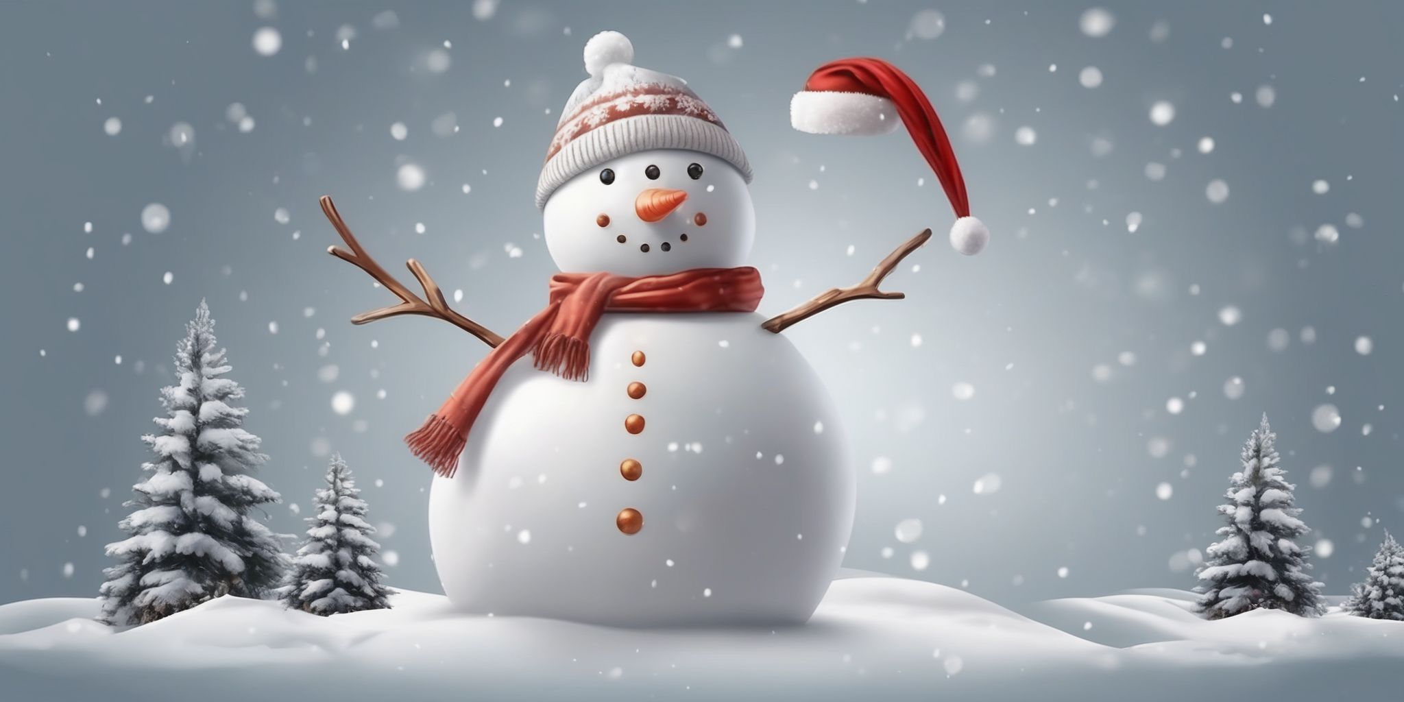 Snowman in realistic Christmas style