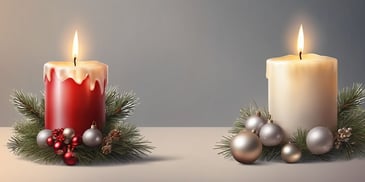 Candle in realistic Christmas style