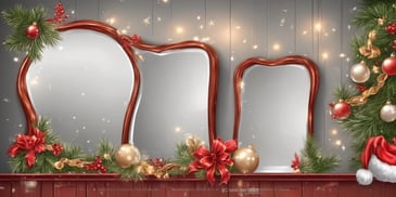 Mirror in realistic Christmas style