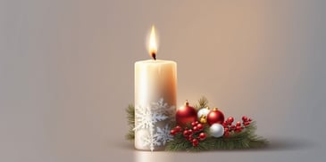 Candle in realistic Christmas style