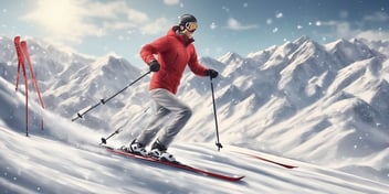 Skiing in realistic Christmas style
