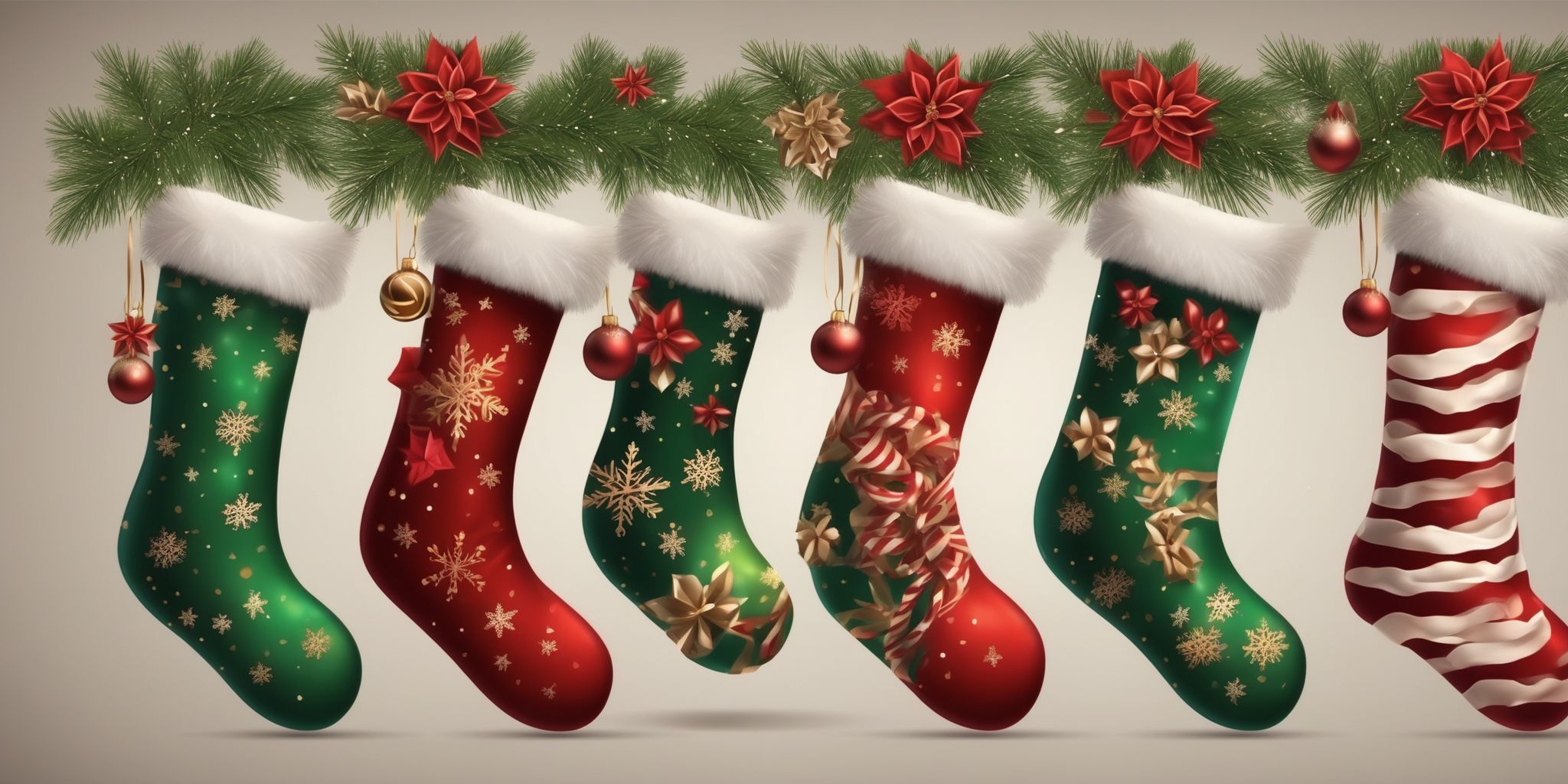 Stockings in realistic Christmas style