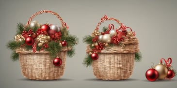 Basket in realistic Christmas style