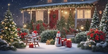 Garden in realistic Christmas style