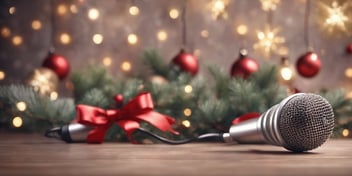 Microphone in realistic Christmas style