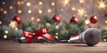 Microphone in realistic Christmas style