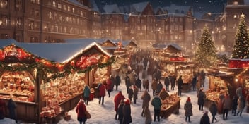 German market in realistic Christmas style
