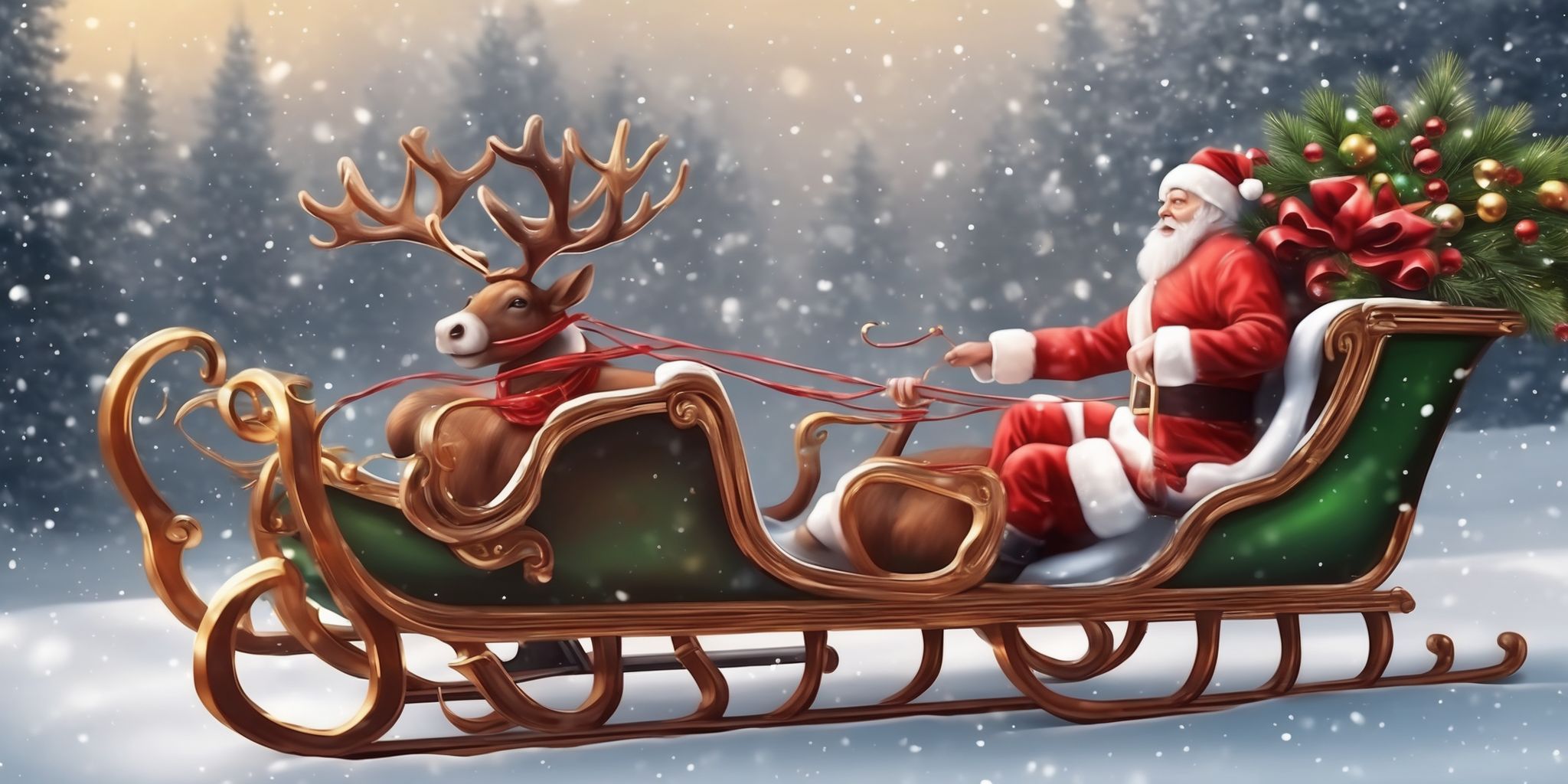 Sleigh in realistic Christmas style