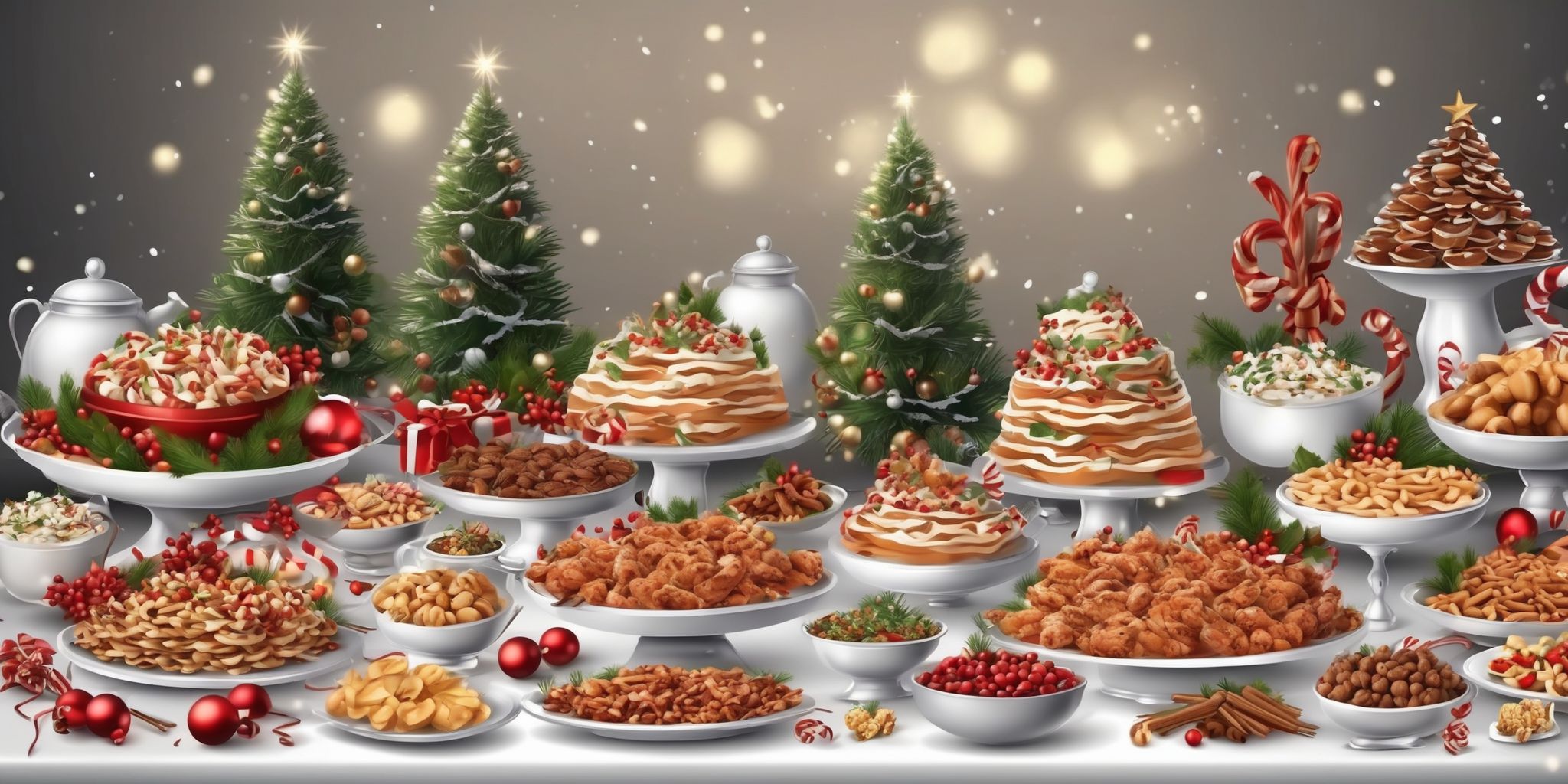 Food buffet in realistic Christmas style