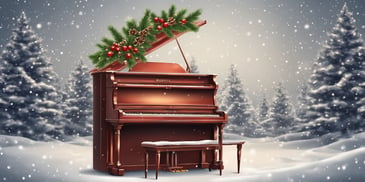 Piano in realistic Christmas style