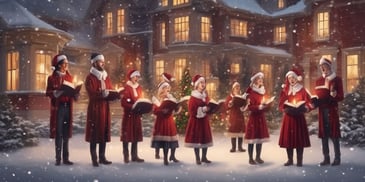Carolers in realistic Christmas style