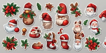 Stickers in realistic Christmas style