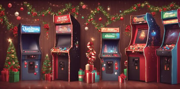 Arcade in realistic Christmas style