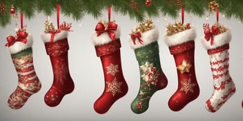 Stockings in realistic Christmas style