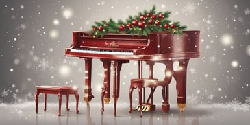 Piano in realistic Christmas style