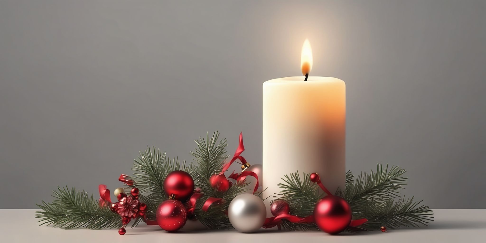 Candle in realistic Christmas style