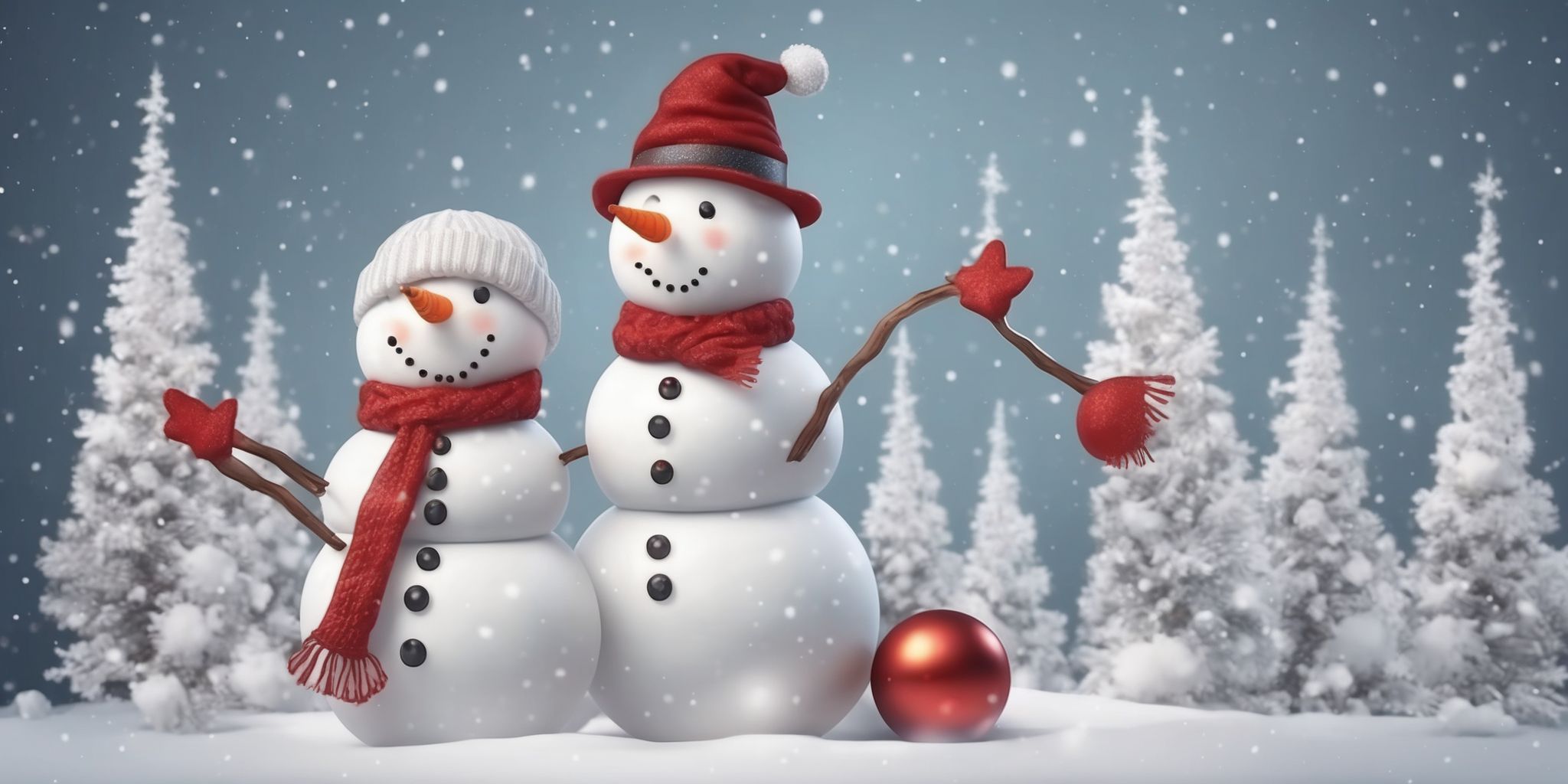 Snowman in realistic Christmas style