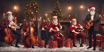 Musicians in realistic Christmas style