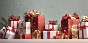 Presents in realistic Christmas style