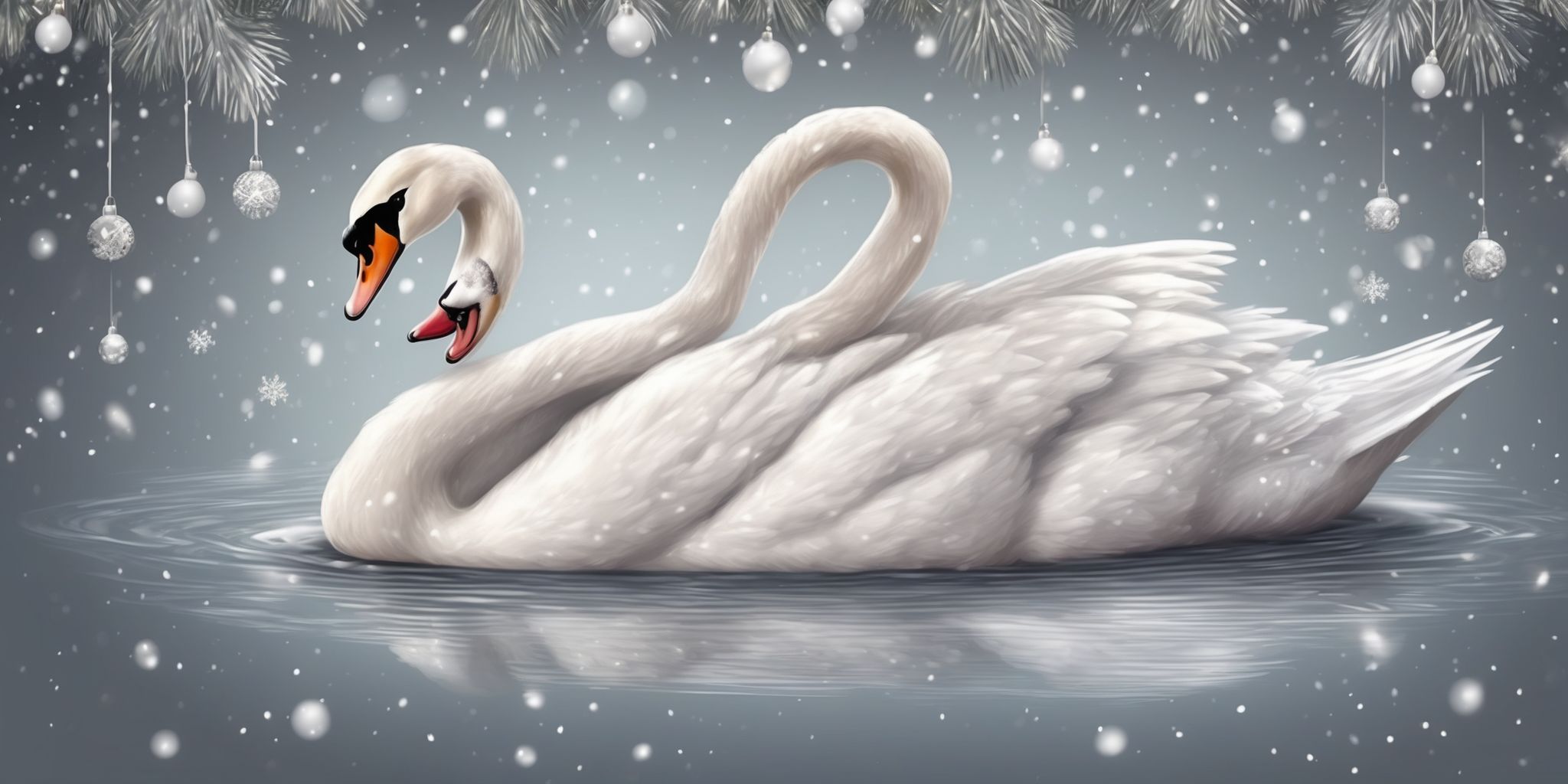 Swan in realistic Christmas style